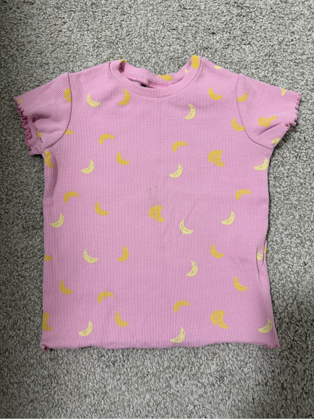 Zara Kids Pink Ribbed Tee with Banana Print
